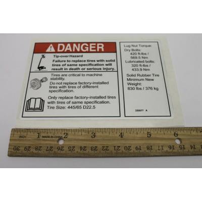 Genie Part # 230977. 230977GT - DECAL. SOLID TIRE. 445/65D22.5