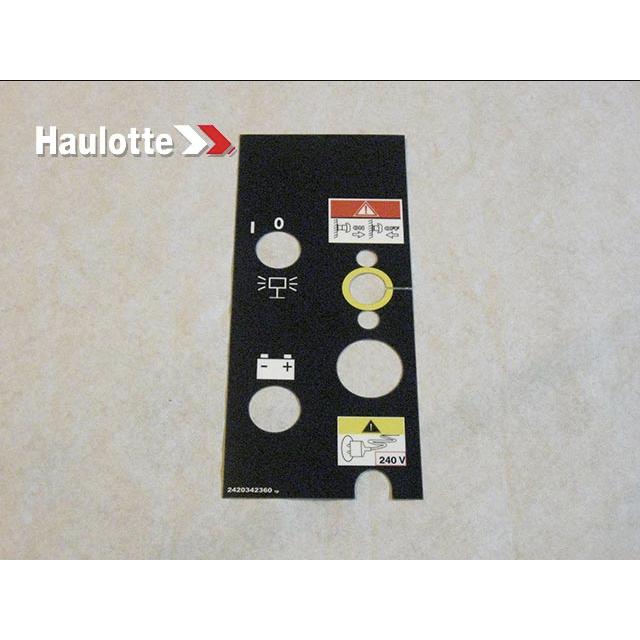 Haulotte Part # 2420342360 - CONTROL BOX LABEL