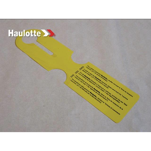Haulotte Part # 2420505950 - ACTIVATION GAR LABEL