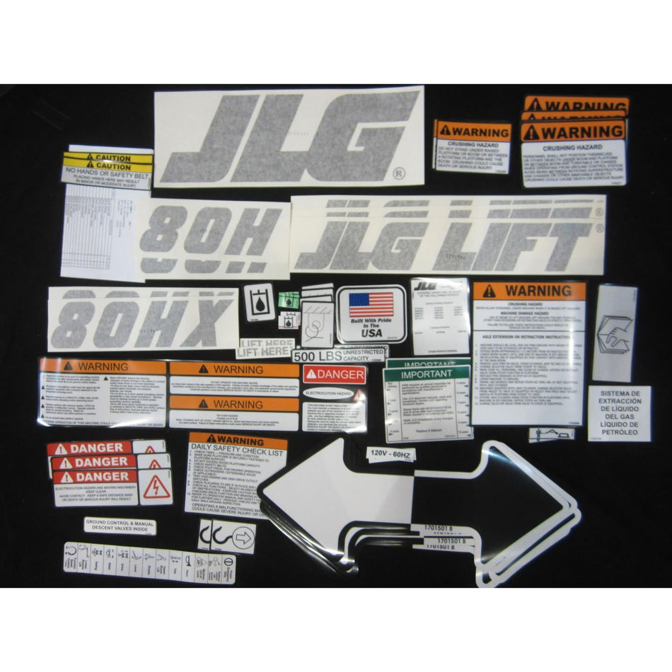 JLG Part # 2900677 - PLACARDS. DECALS 80H/HX (BRN)