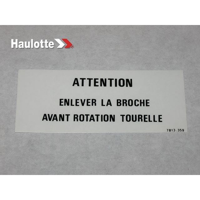 Haulotte Part # 3078133590 - LABEL