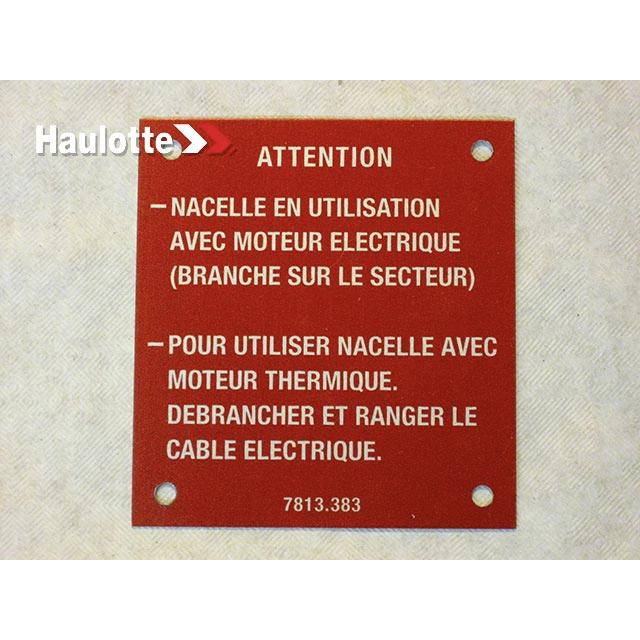 Haulotte Part # 3078133830 - LABEL
