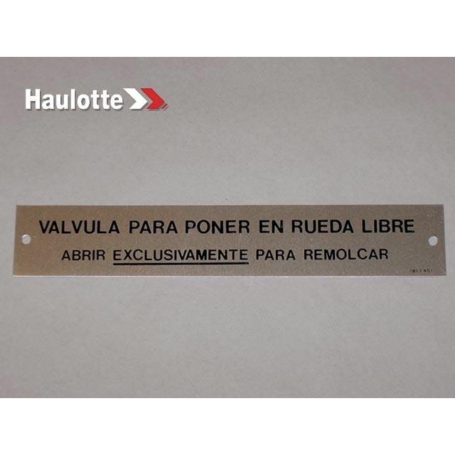 Haulotte Part # 3078134510 - PLATE