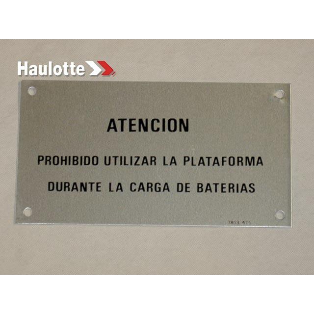 Haulotte Part # 3078134750 - PLATE