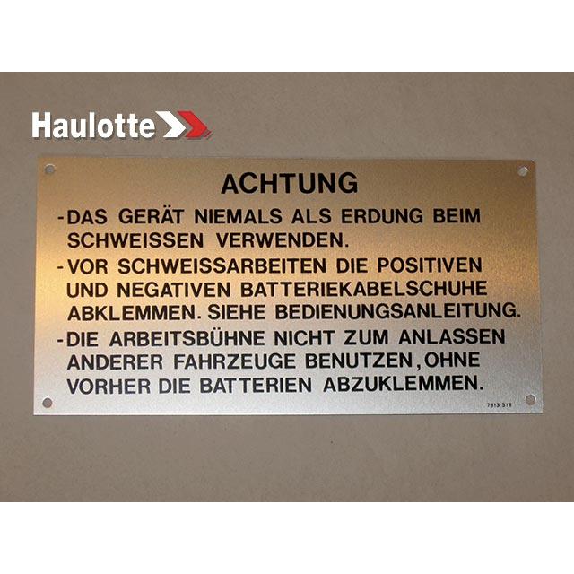 Haulotte Part # 3078135180 - PLATE