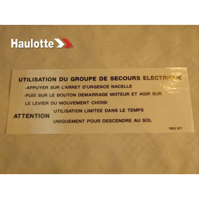 Haulotte Part # 3078135770 - USING DECAL