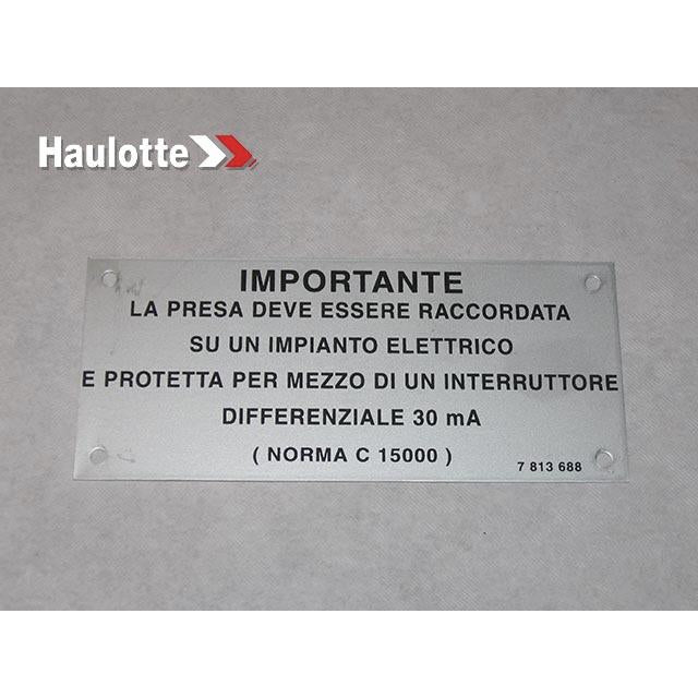 Haulotte Part # 3078136880 - THE SOCKET MUST... PLATE