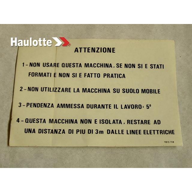 Haulotte Part # 3078137180 - LABEL
