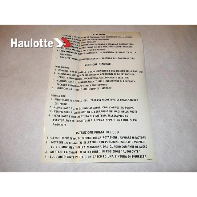Haulotte Part # 3078137210 - LABELS