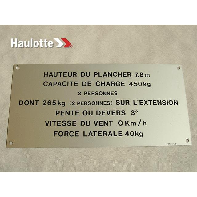 Haulotte Part # 3078137680 - LABEL