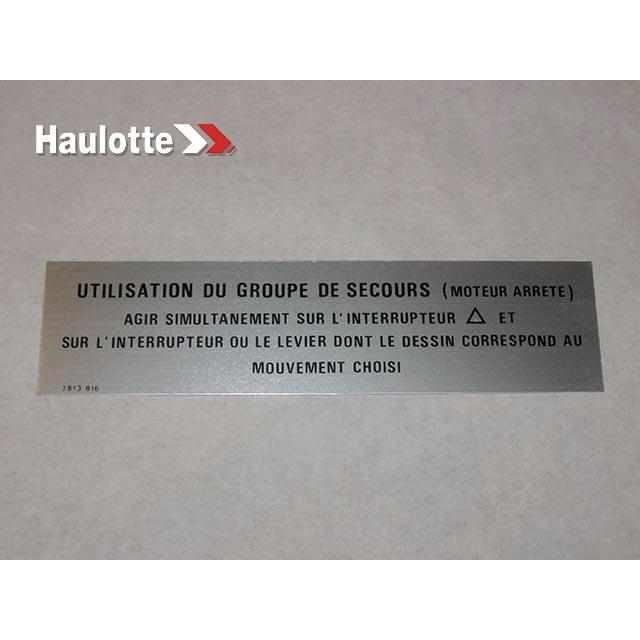 Haulotte Part # 3078138160 - LABEL