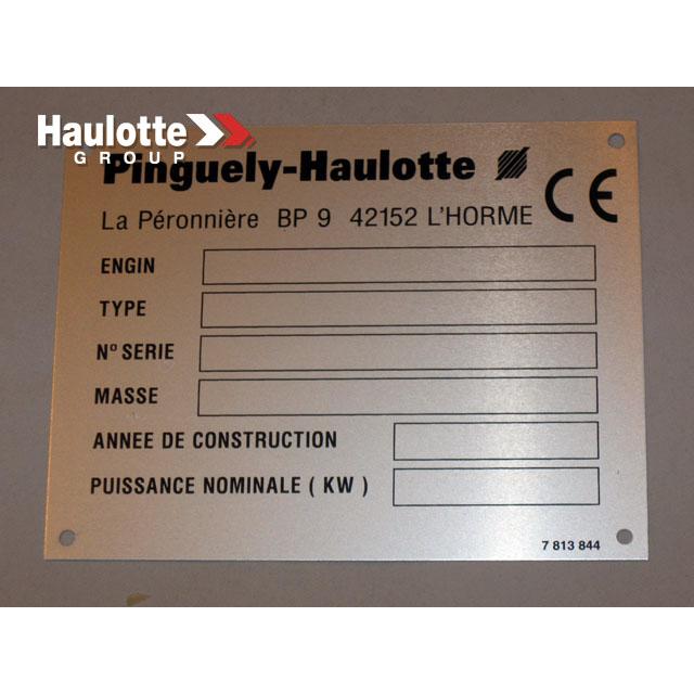 Haulotte Part # 3078138440 - MANUFACTURER PLATE