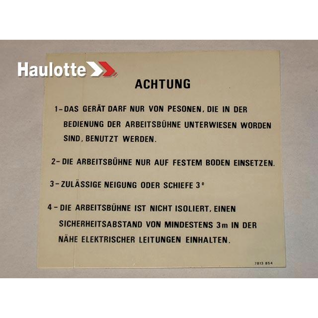 Haulotte Part # 3078138540 - ATTENTION MISE LABEL