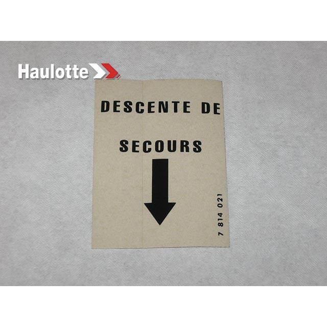 Haulotte Part # 3078140210 - DESCENTE SECOU LABEL
