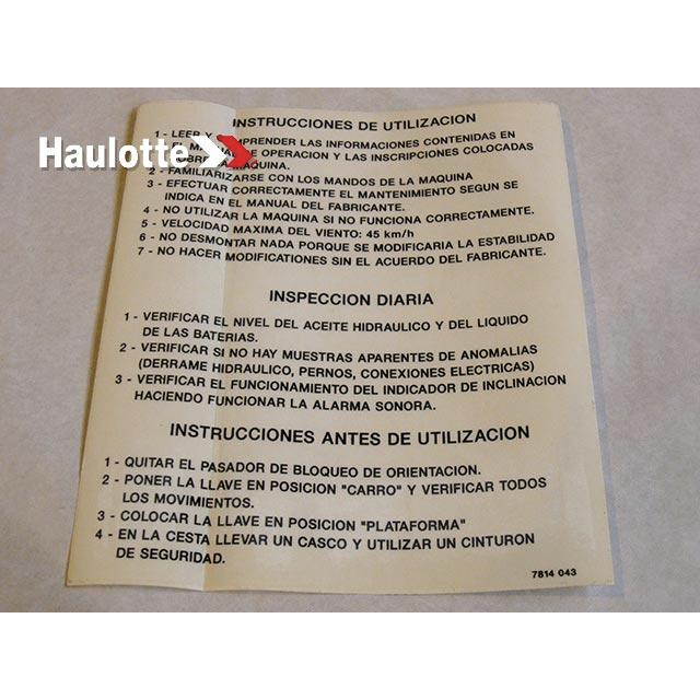 Haulotte Part # 3078140430 - LABEL