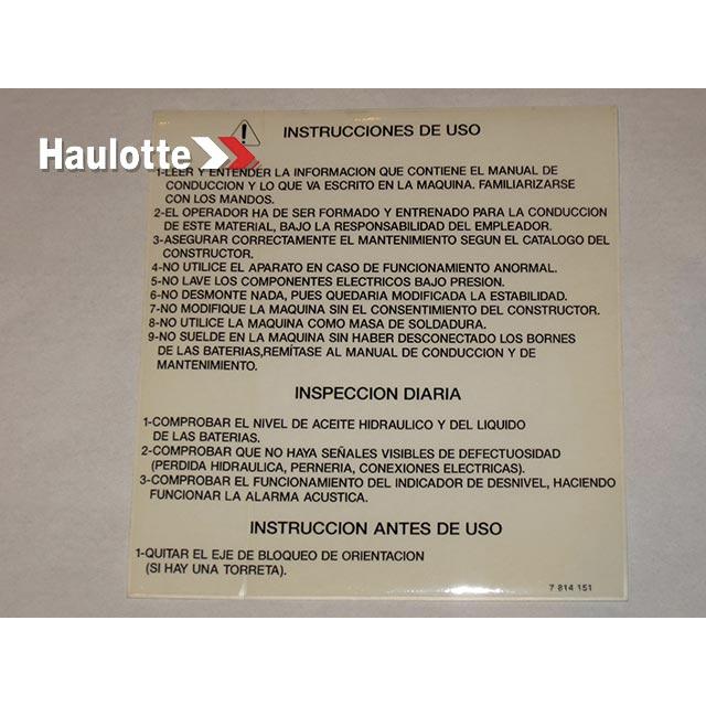 Haulotte Part # 3078141510 - LABEL