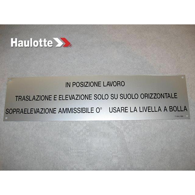 Haulotte Part # 3078141800 - SOL HORIZ. LABEL