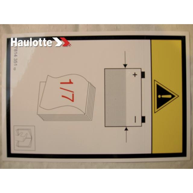 Haulotte Part # 3078143510 - VERIF BATTERIE LABEL
