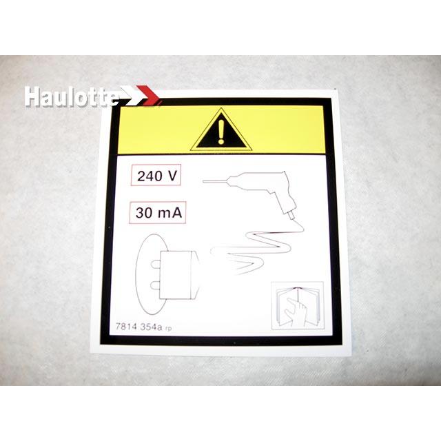 Haulotte Part # 3078143540 - PRISE 220V LABEL