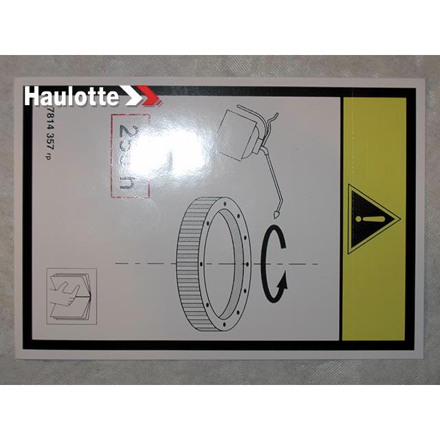 Haulotte Part # 3078143570 - GRAISSAGE' LABEL