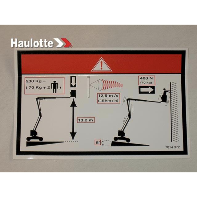 Haulotte Part # 3078143720 - FLOOR HEIGHT  LABEL