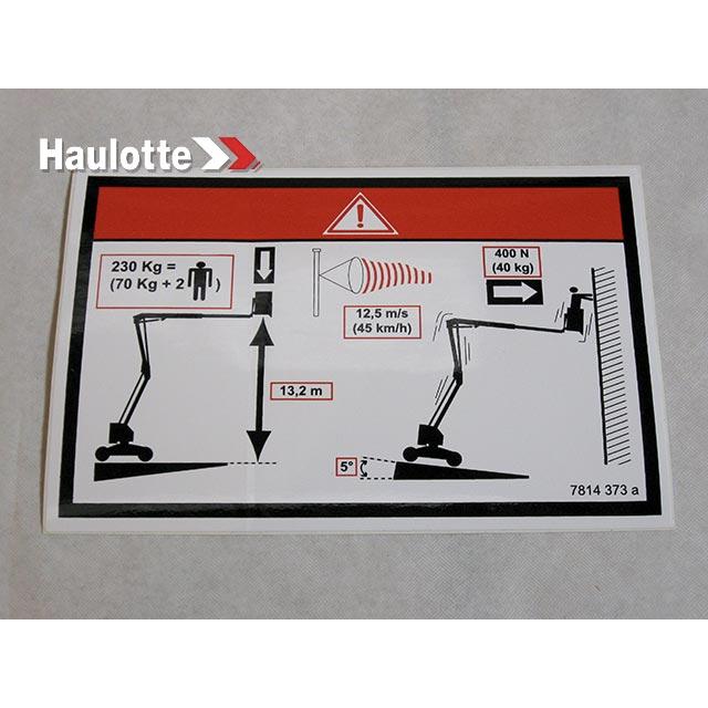 Haulotte Part # 3078143730 - FLOOR HEIGHT + LOAD LABEL