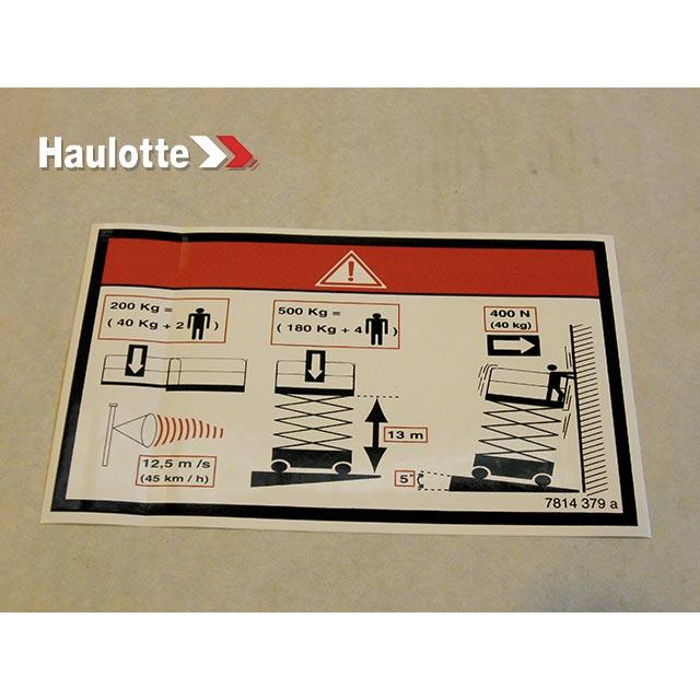 Haulotte Part # 3078143790 - FLOOR HEIGHT + LOAD LABEL