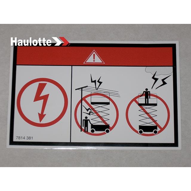 Haulotte Part # 3078143810 - Decal-Danger-Electrocution Hazard