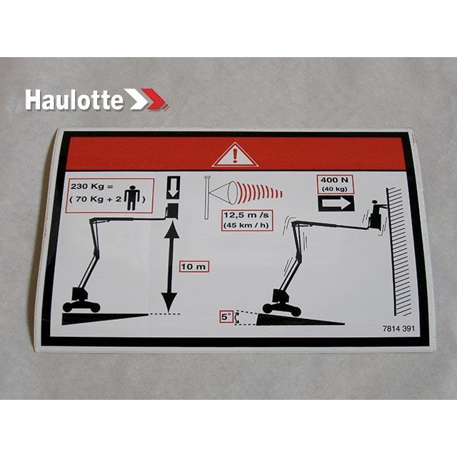 Haulotte Part # 3078143910 - FLOOR HEIGHT  LABEL