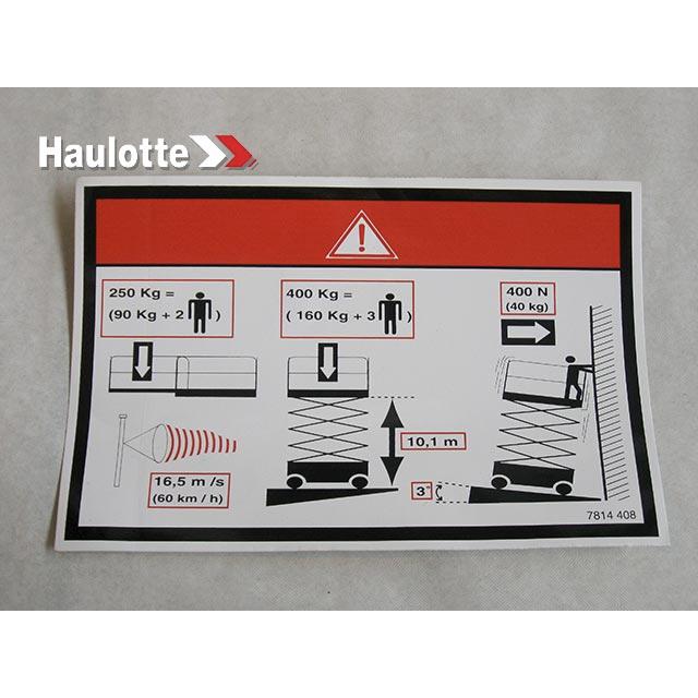 Haulotte Part # 3078144080 - FLOOR HEIGHT + LOAD LABEL