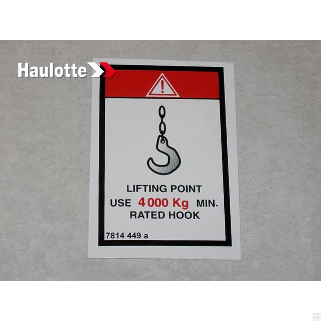 Haulotte Part # 3078144490 - LOAD CAPACITY LABEL