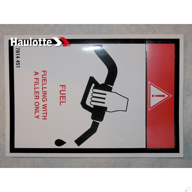 Haulotte Part # 3078144510 - FUEL LABEL