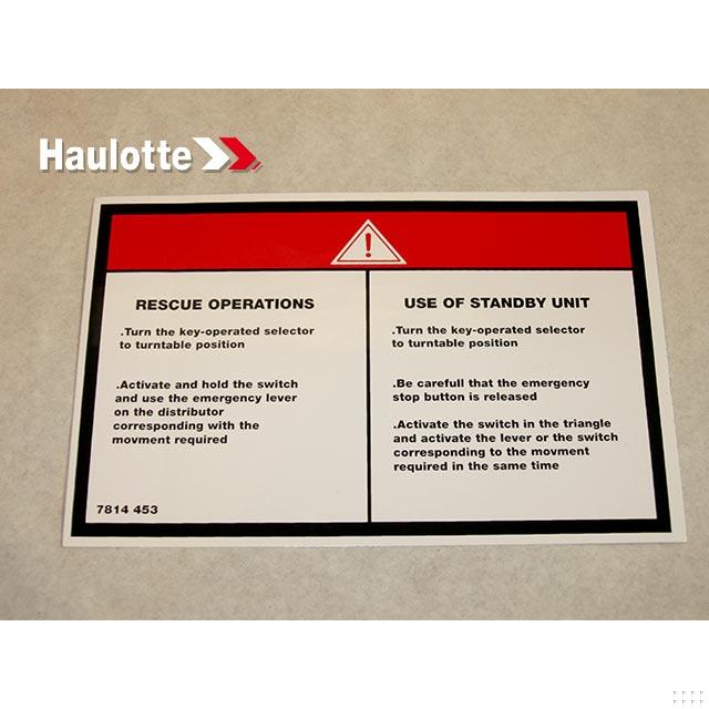 Haulotte Part # 3078144530 - OPERATION D'UR LABEL