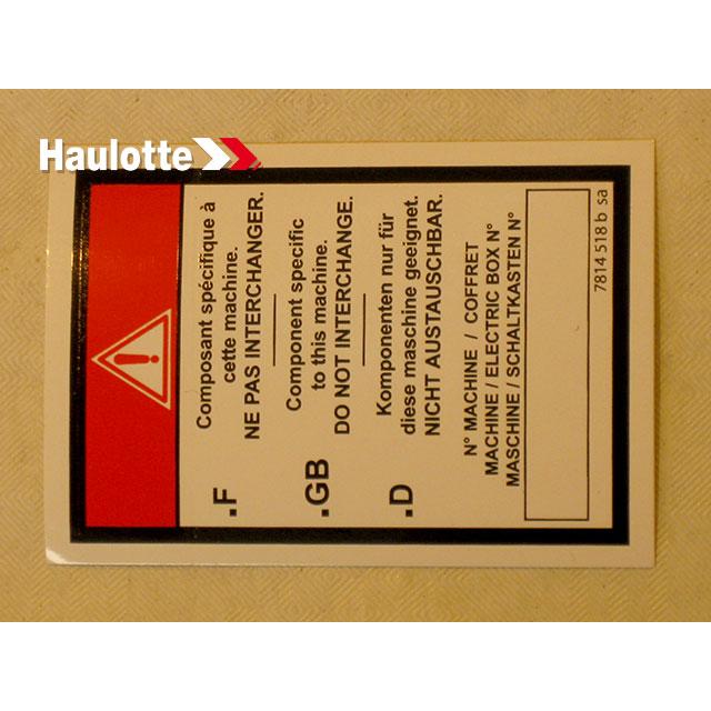 Haulotte Part # 3078145180 - LABEL