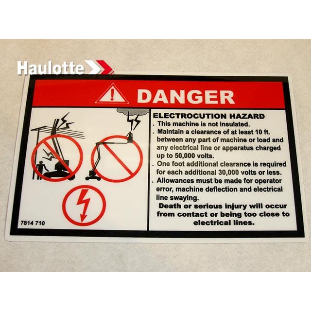 Haulotte Part # 3078147100 - ?¡§?£¤ ELECTROCUTION ?¡§?? LABEL