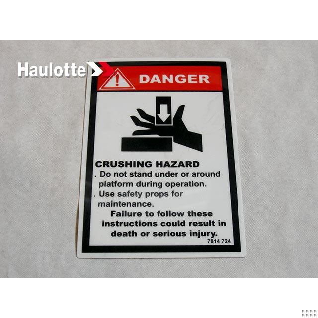 Haulotte Part # 3078147240 - BODY CRUSHING LABEL