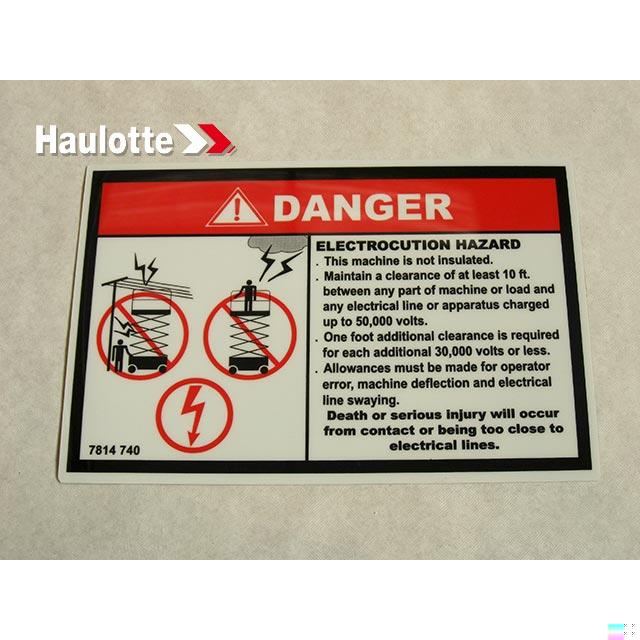 Haulotte Part # 3078147400 - ?¡§?£¤ ELECTROCUTION ?¡§?? LABEL