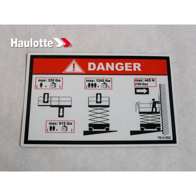 Haulotte Part # 3078148520 - DANGER CAPA. LABEL