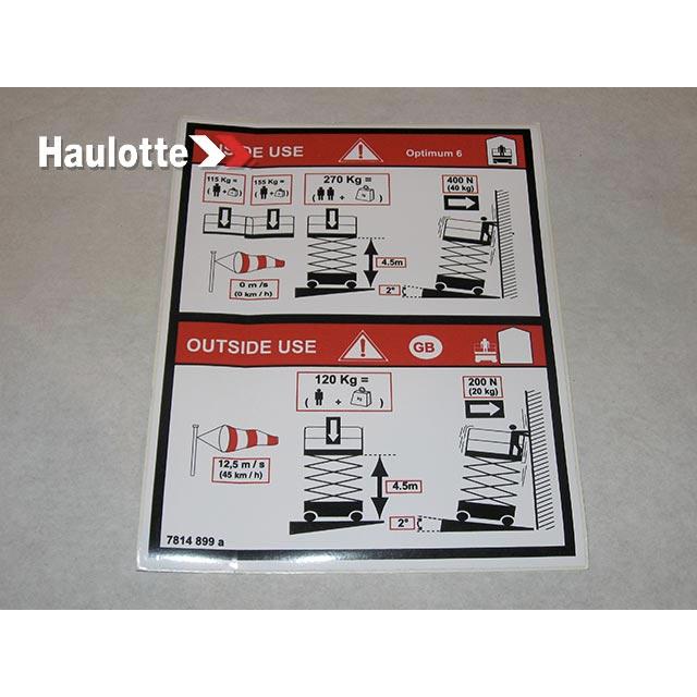 Haulotte Part # 3078148990 - CAPACITY LABEL