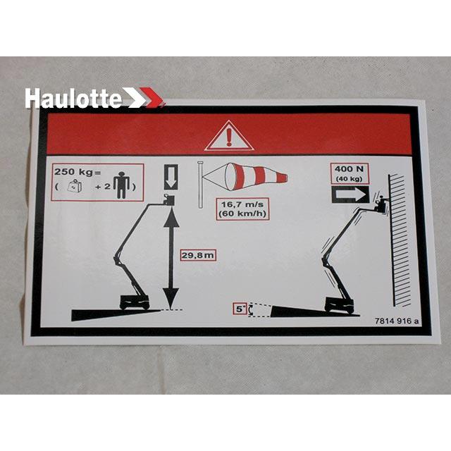 Haulotte Part # 3078149160 - FLOOR HEIGHT + LOAD LABEL