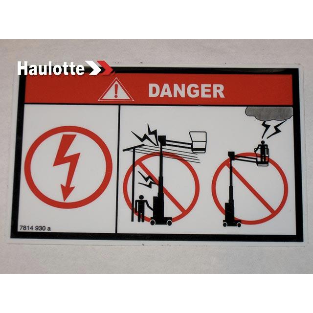 Haulotte Part # 3078149300 - ELECTROCUTION LABEL