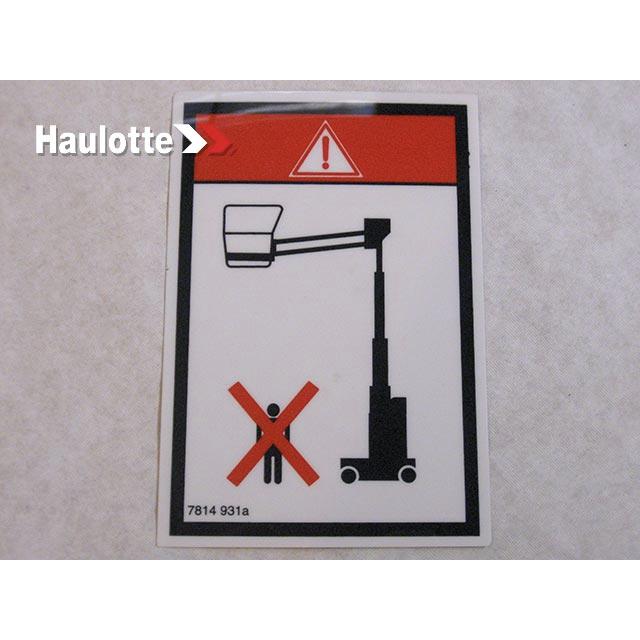 Haulotte Part # 3078149310 - CRUSHING HAZARD LABEL