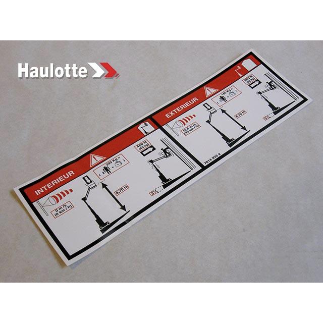 Haulotte Part # 3078149330 - FLOOR HEIGHT + LOAD LABEL