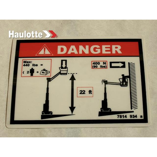 Haulotte Part # 3078149340 - DECAL - FLOOR HEIGHT + LOAD