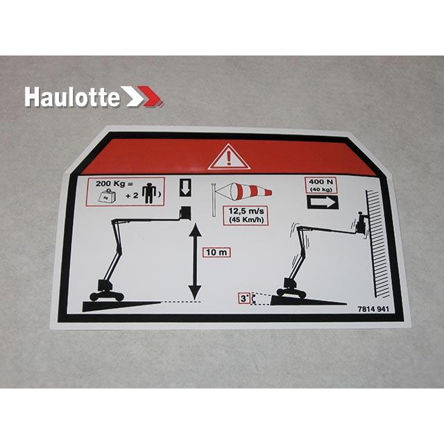 Haulotte Part # 3078149410 - FLOOR HEIGHT + LOAD