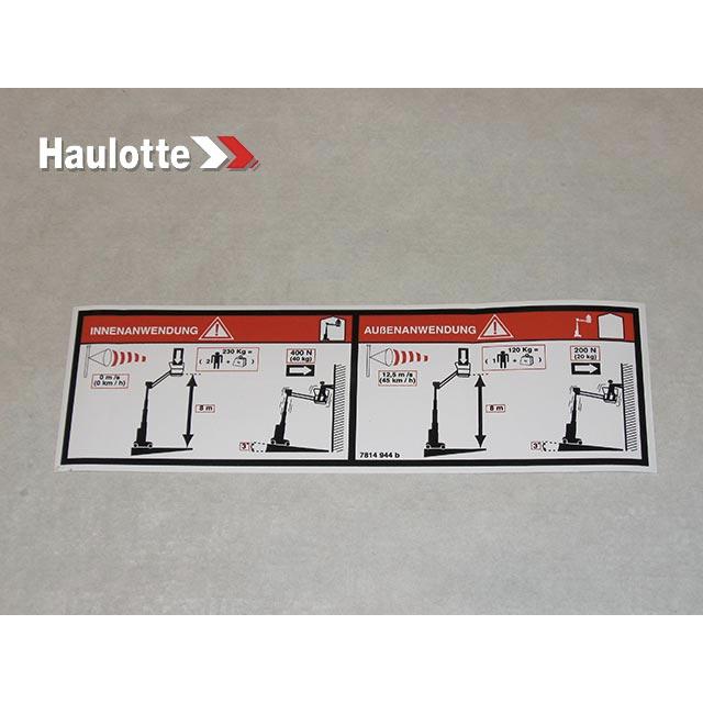 Haulotte Part # 3078149440 - FLOOR HEIGHT + LOAD LABEL