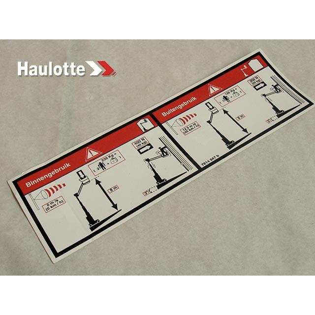 Haulotte Part # 3078149470 - FLOOR HEIGHT + LOAD LABEL