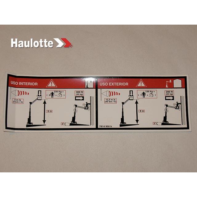 Haulotte Part # 3078149500 - FLOOR HEIGHT + LOAD LABEL