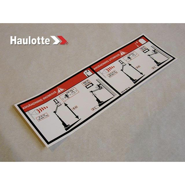 Haulotte Part # 3078149510 - FLOOR HEIGHT + LOAD LABEL