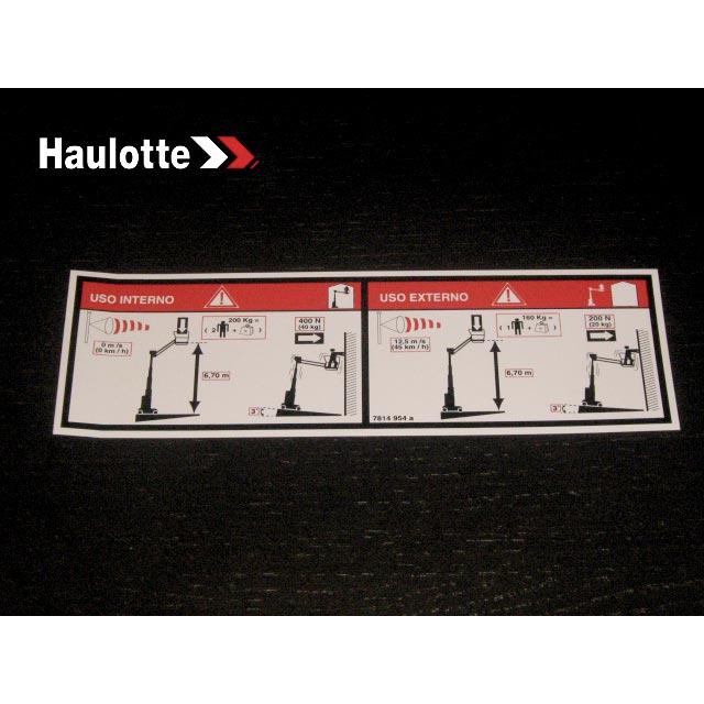 Haulotte Part # 3078149540 - FLOOR HEIGHT + LOAD LABEL